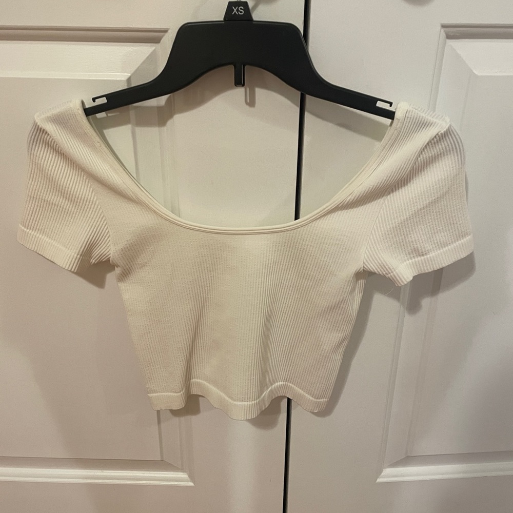 White Ribbed Crop Top